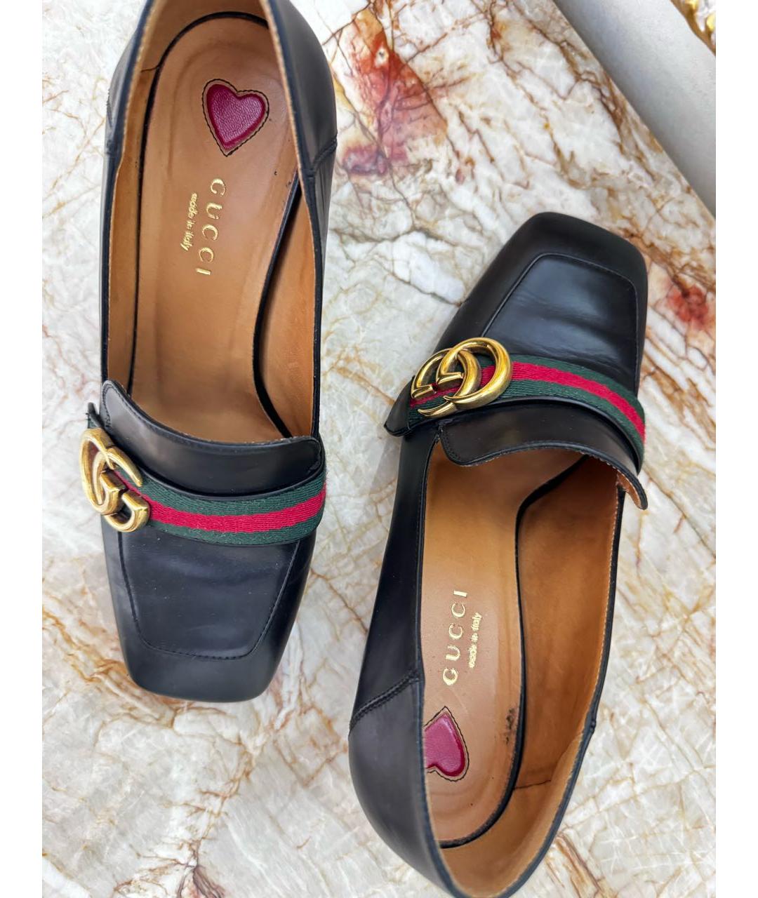 GUCCI Черные кожаные туфли, фото 5