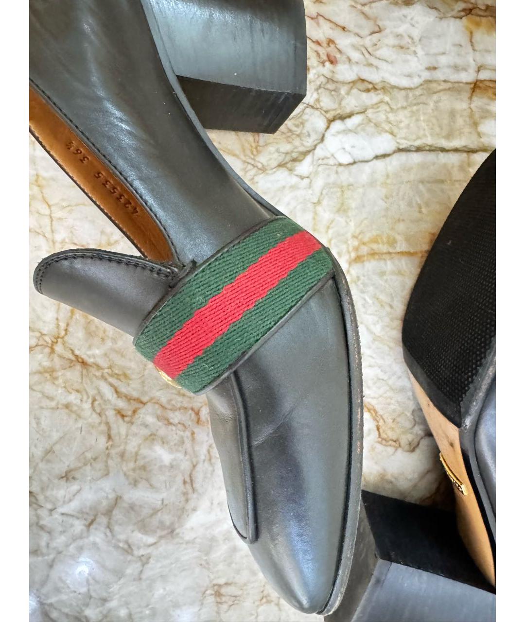 GUCCI Черные кожаные туфли, фото 4