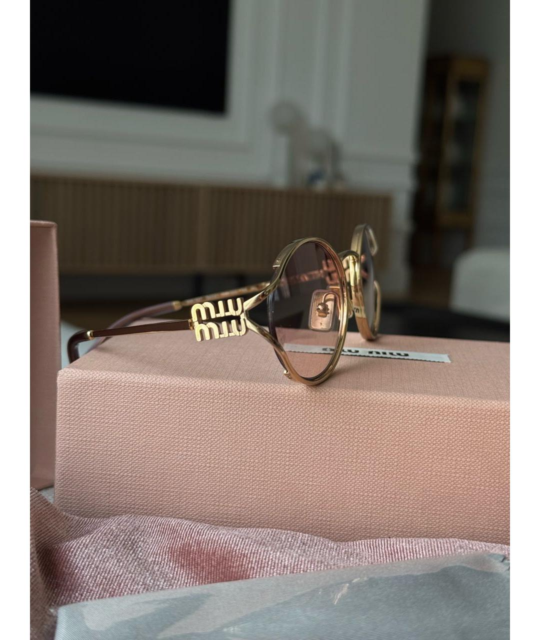 MIU MIU Розовые металлические солнцезащитные очки, фото 5