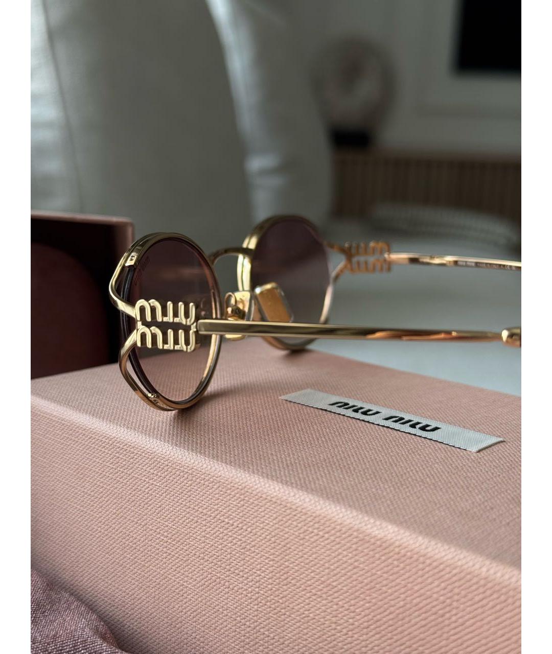 MIU MIU Розовые металлические солнцезащитные очки, фото 3
