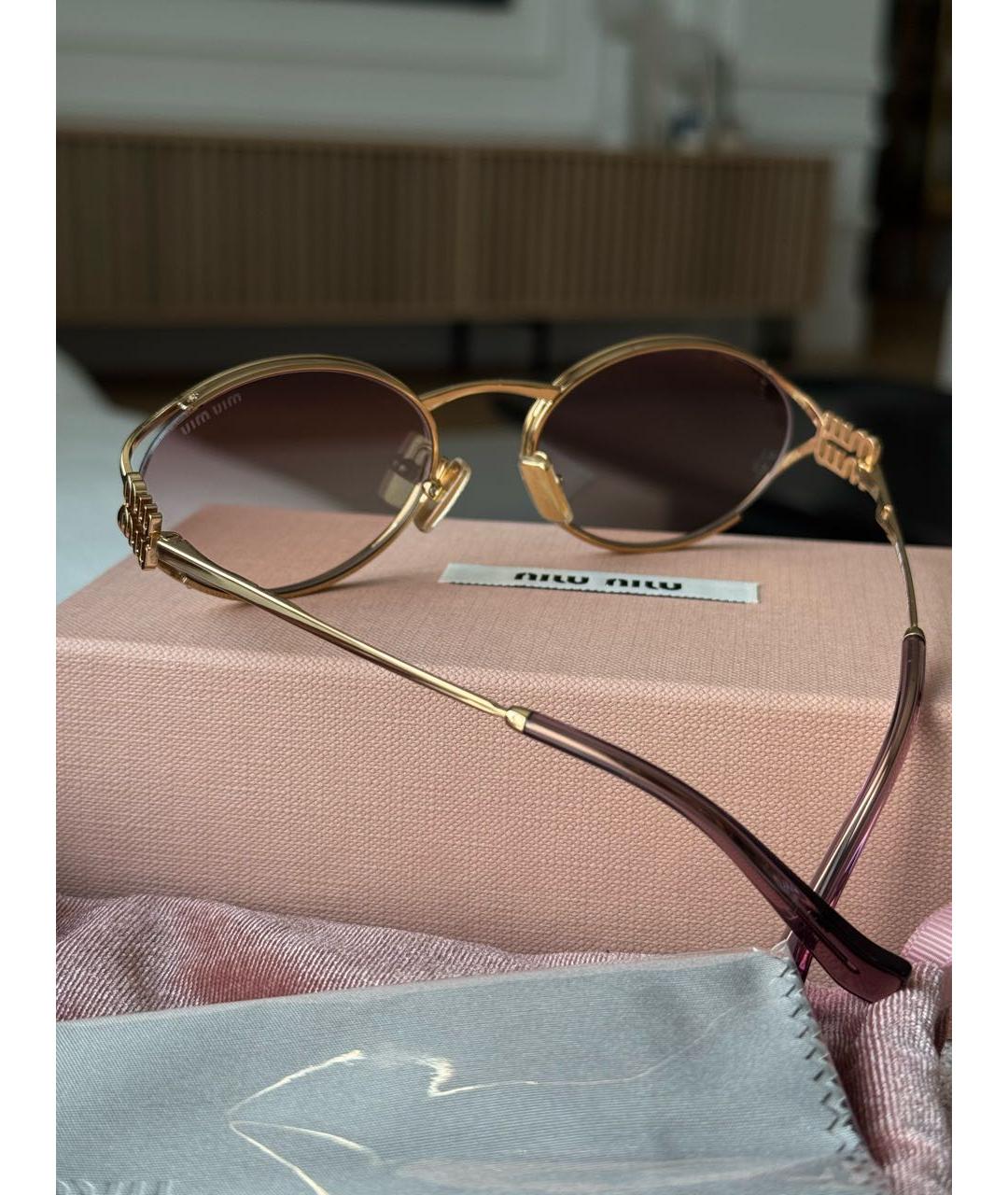 MIU MIU Розовые металлические солнцезащитные очки, фото 4