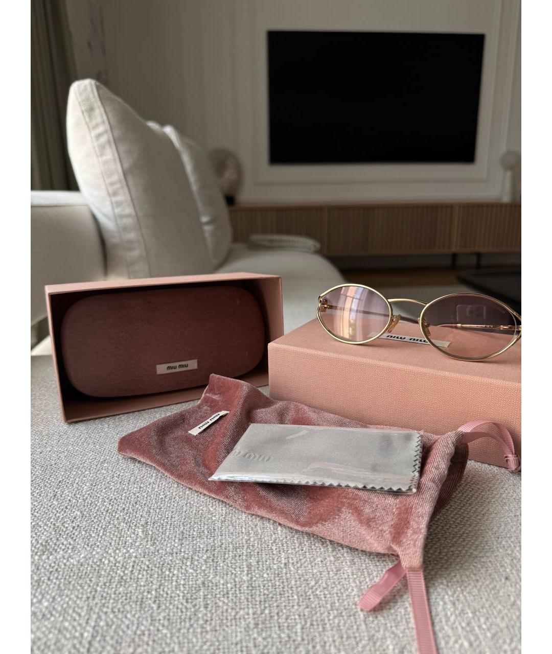 MIU MIU Розовые металлические солнцезащитные очки, фото 2