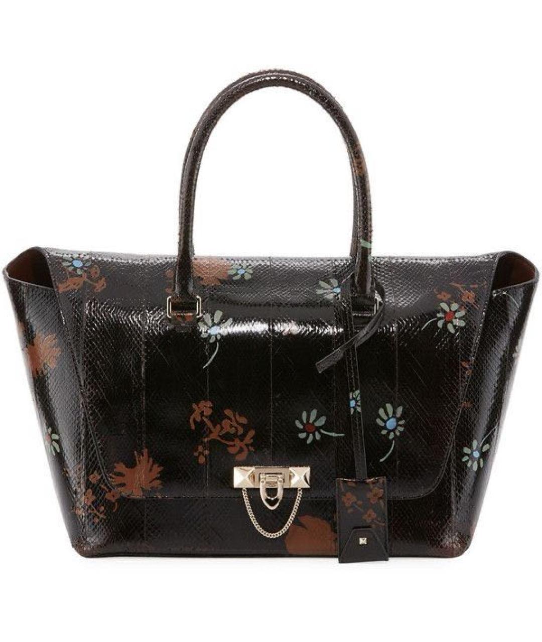 VALENTINO Коричневая сумка с короткими ручками из экзотической кожи, фото 9