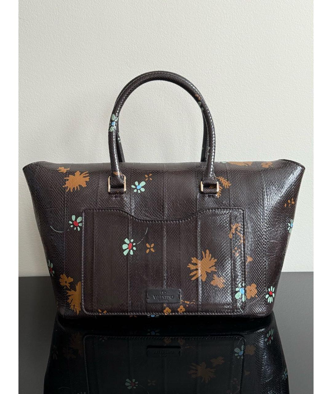 VALENTINO Коричневая сумка с короткими ручками из экзотической кожи, фото 3