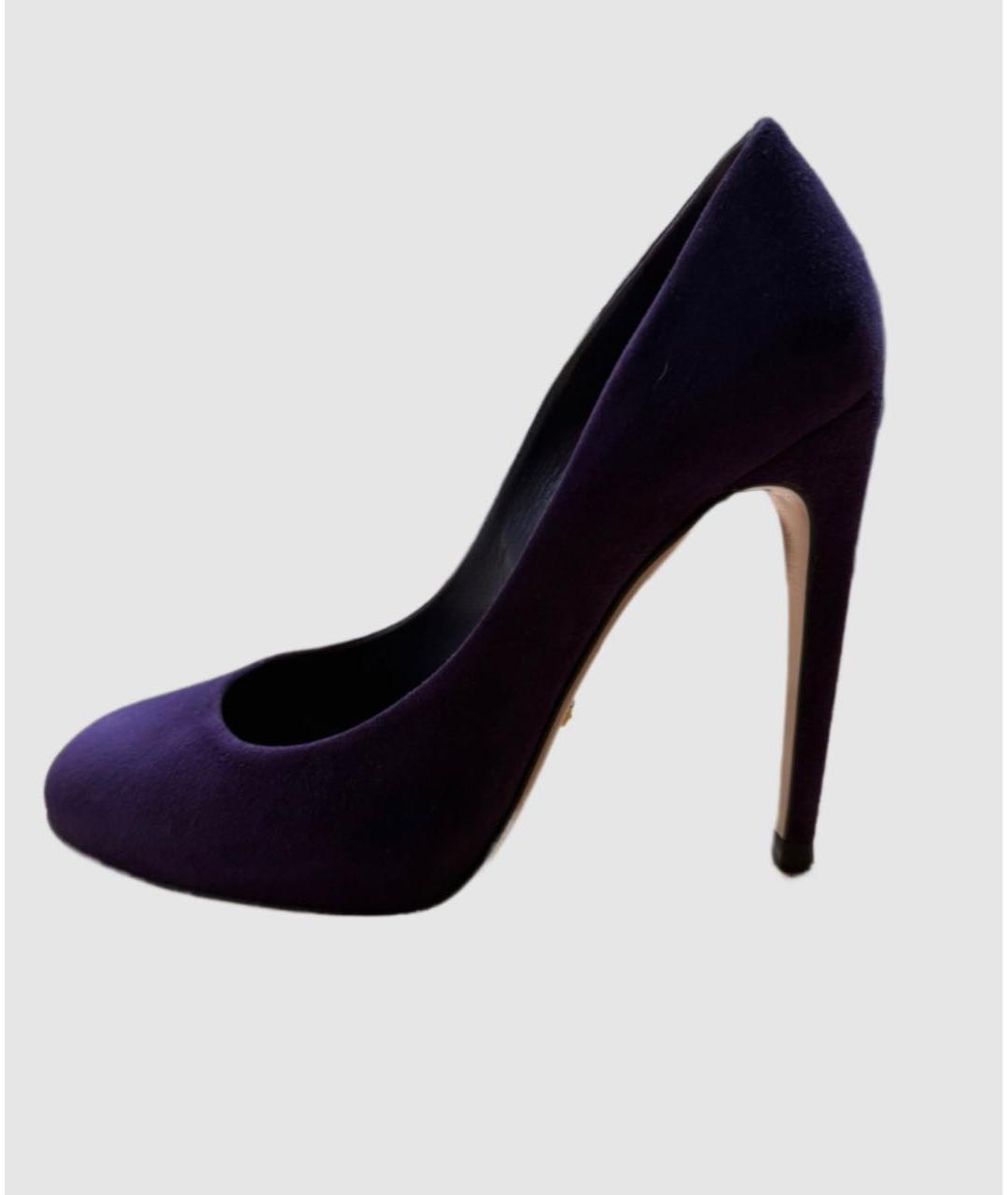 GUCCI Фиолетовые замшевые туфли, фото 7