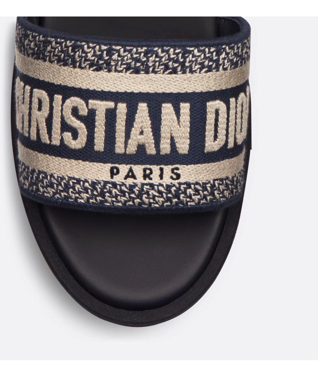 CHRISTIAN DIOR Темно-синие текстильные сабо, фото 7