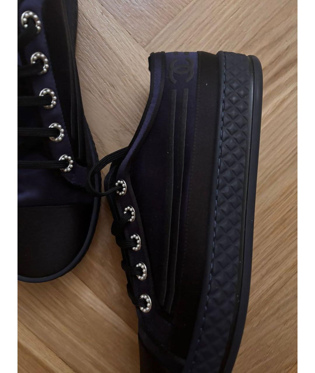 CHANEL Темно-синие текстильные кеды, фото 8