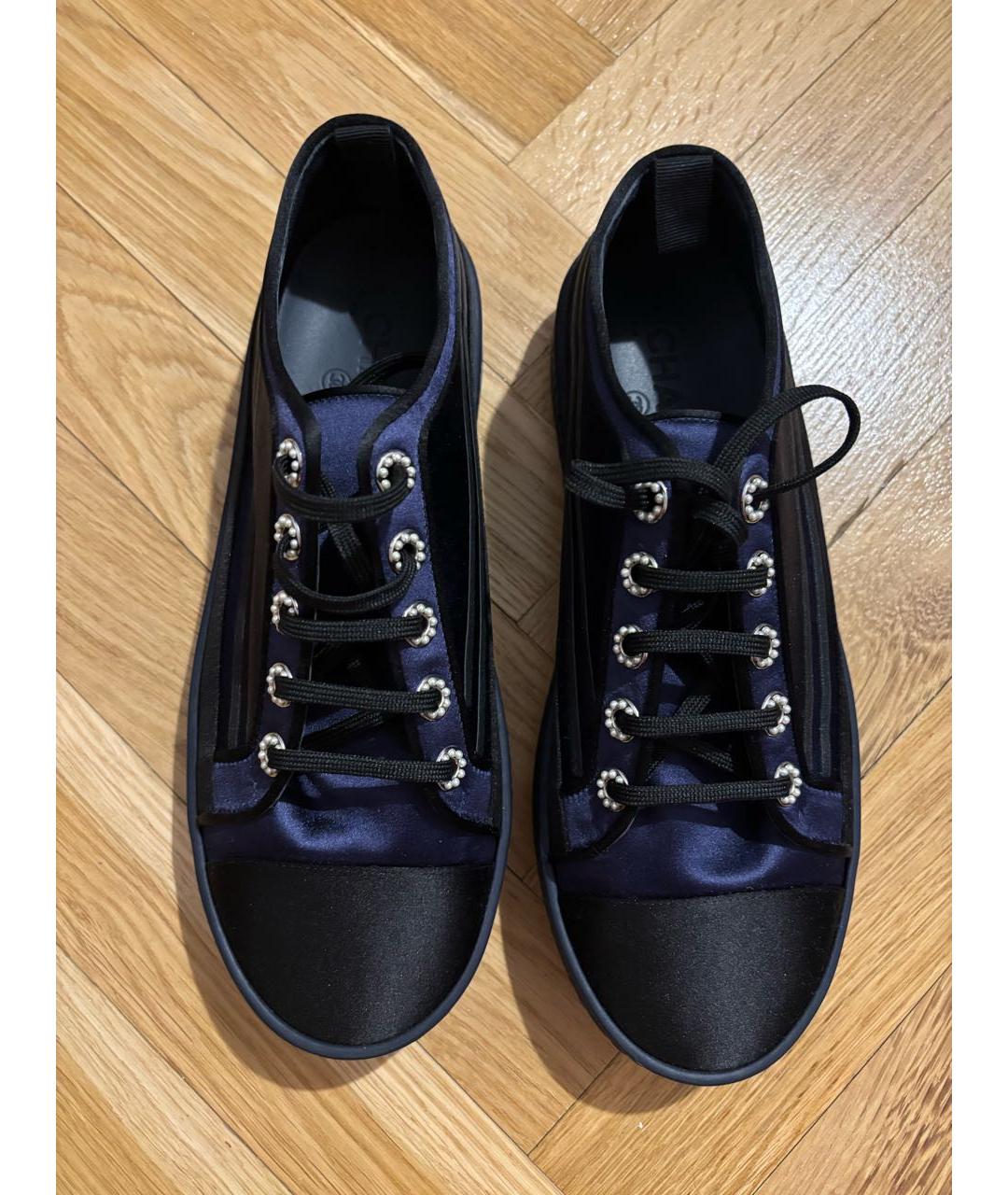 CHANEL Темно-синие текстильные кеды, фото 4