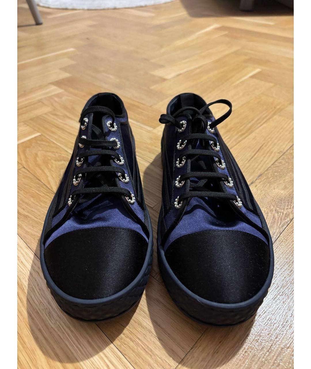 CHANEL Темно-синие текстильные кеды, фото 3