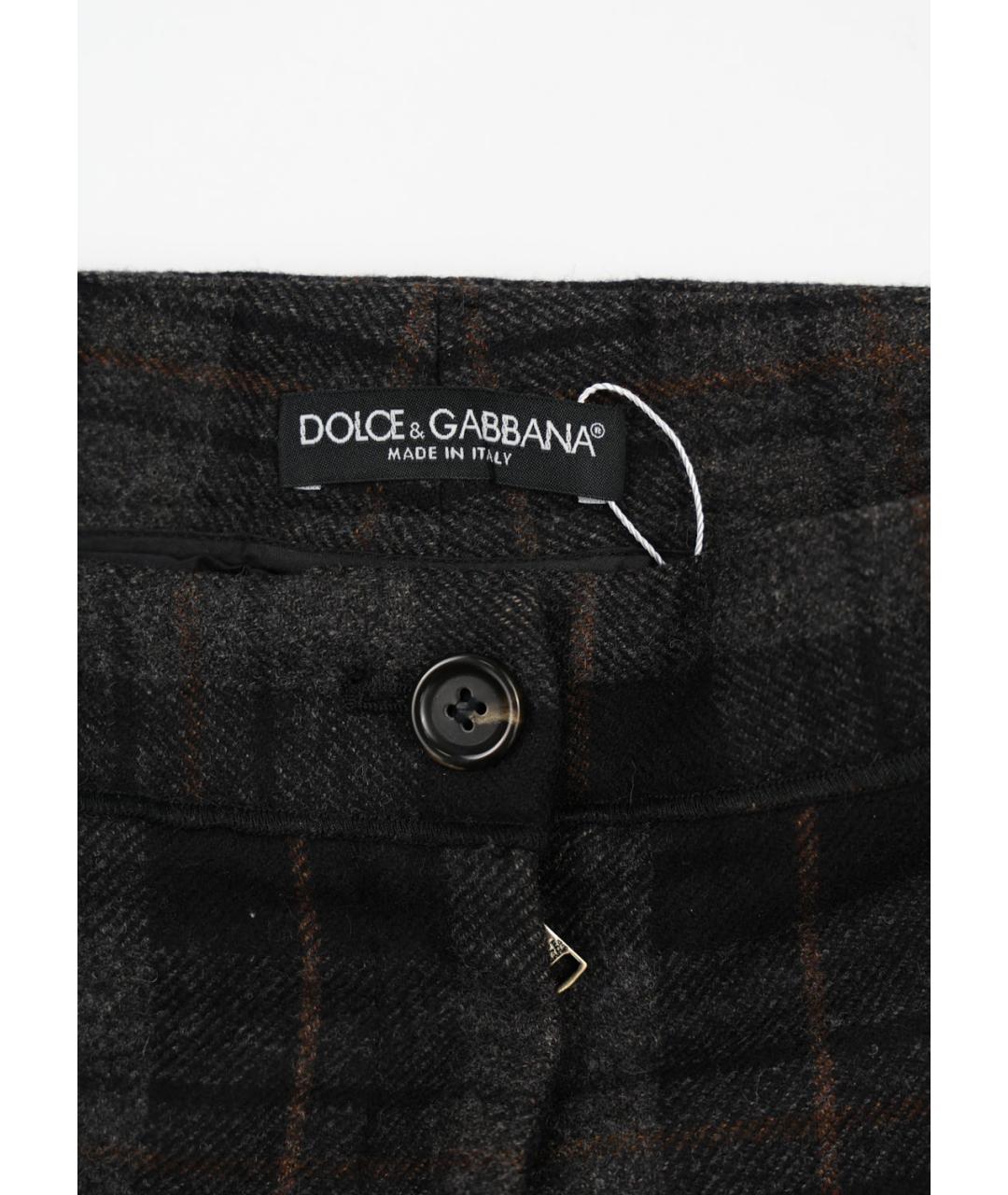DOLCE&GABBANA Серые шерстяные прямые брюки, фото 3
