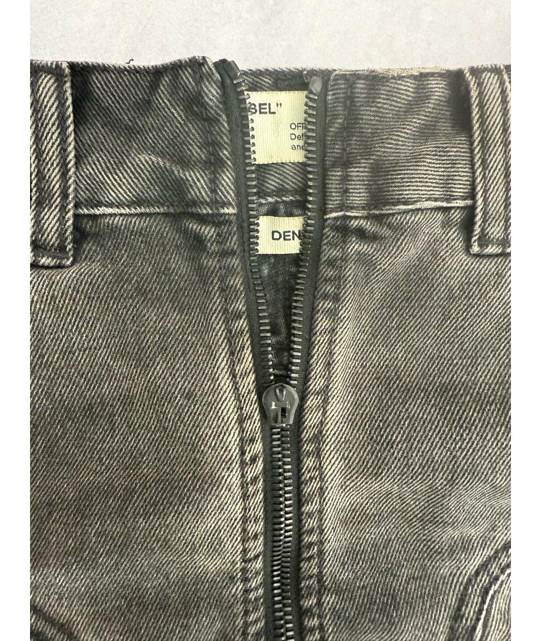 OFF-WHITE Антрацитовая деним юбка мини, фото 4