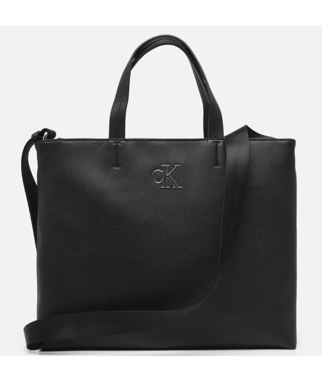 CALVIN KLEIN Черная сумка тоут из искусственной кожи, фото 3