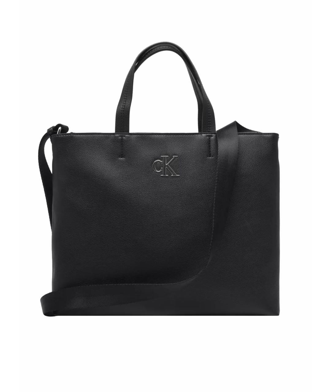 CALVIN KLEIN Черная сумка тоут из искусственной кожи, фото 1