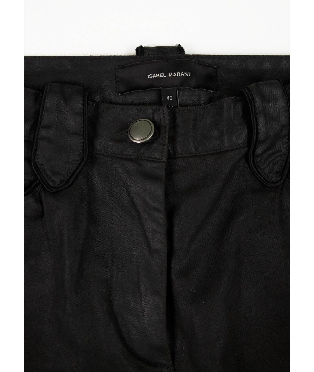 ISABEL MARANT Черные хлопко-эластановые прямые брюки, фото 3