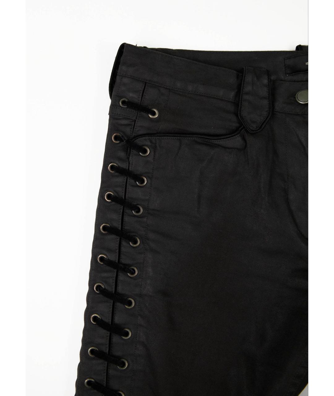 ISABEL MARANT Черные хлопко-эластановые прямые брюки, фото 4