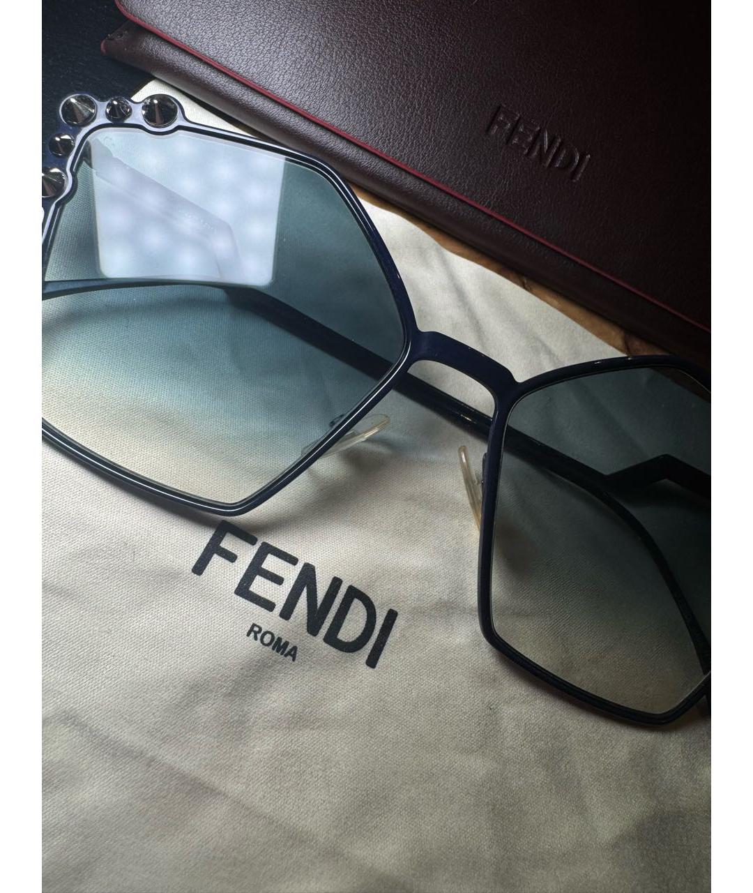 FENDI Темно-синие металлические солнцезащитные очки, фото 2