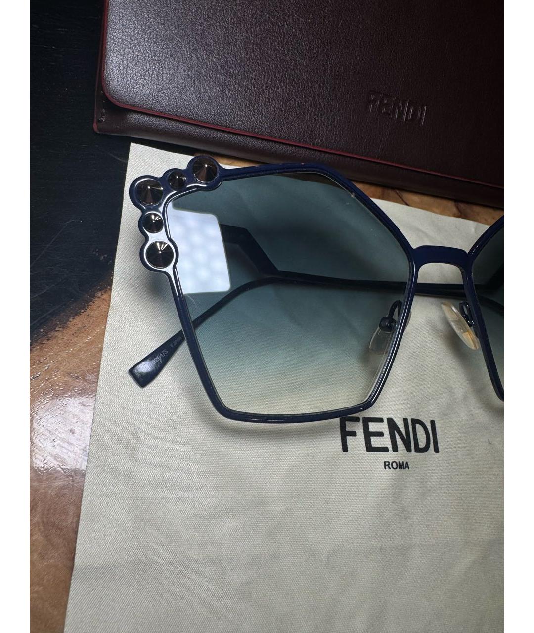 FENDI Темно-синие металлические солнцезащитные очки, фото 8