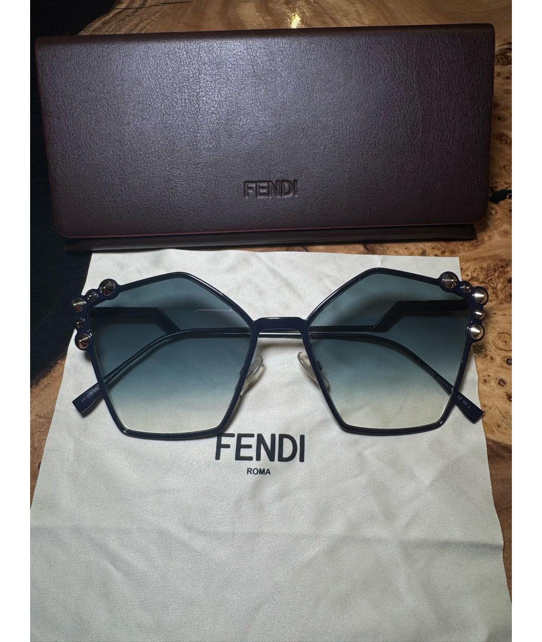 FENDI Темно-синие металлические солнцезащитные очки, фото 9