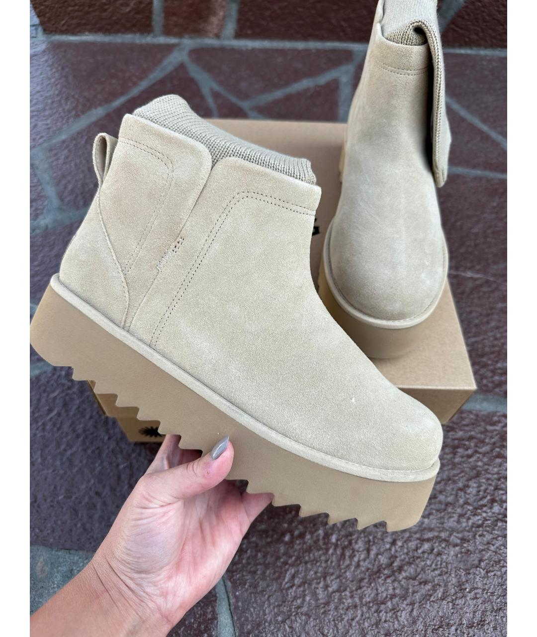 UGG AUSTRALIA Бежевые замшевые ботинки, фото 8