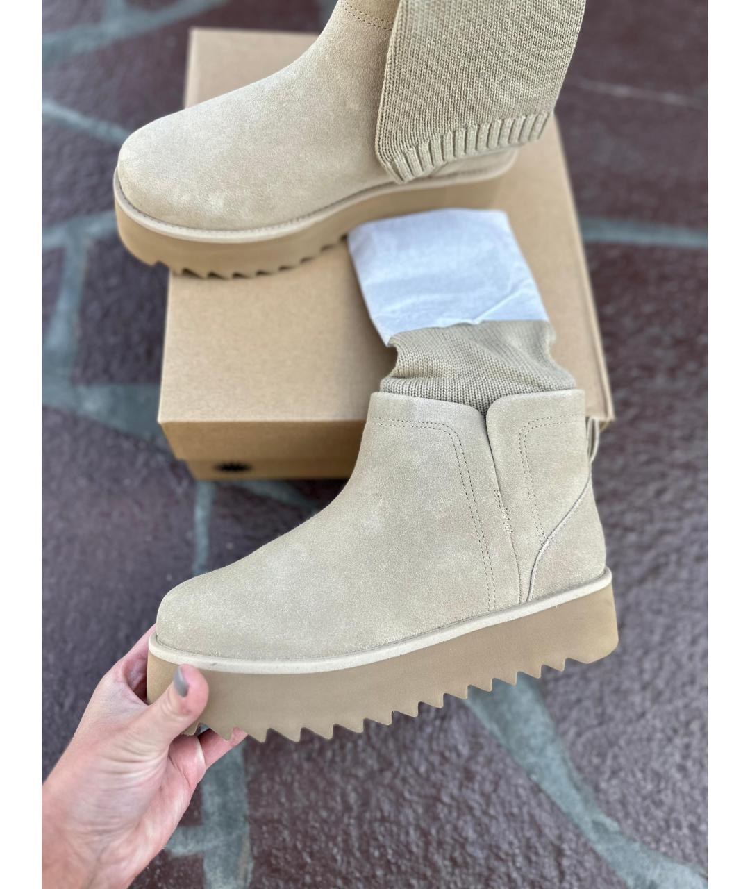 UGG AUSTRALIA Бежевые замшевые ботинки, фото 6