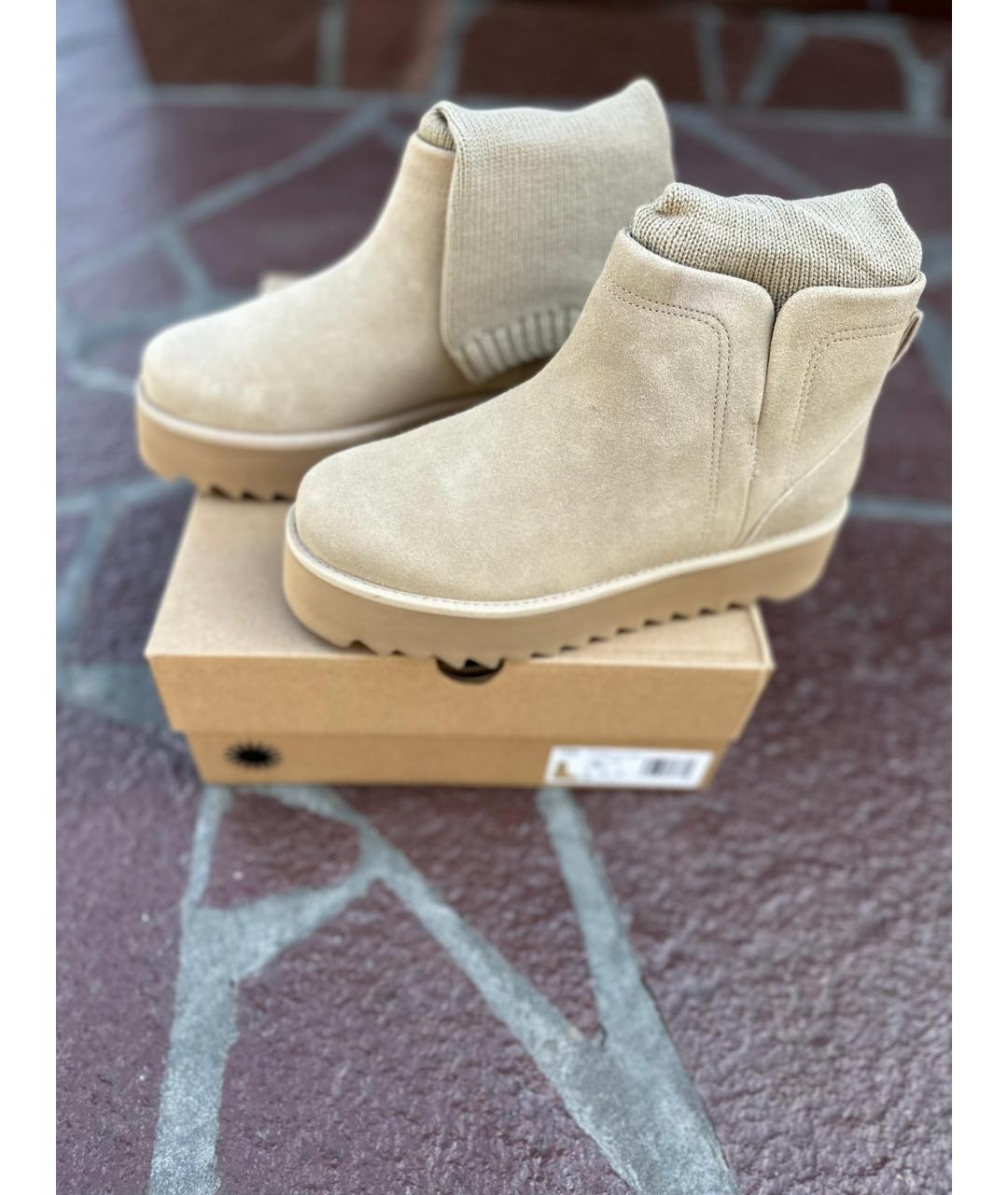 UGG AUSTRALIA Бежевые замшевые ботинки, фото 3