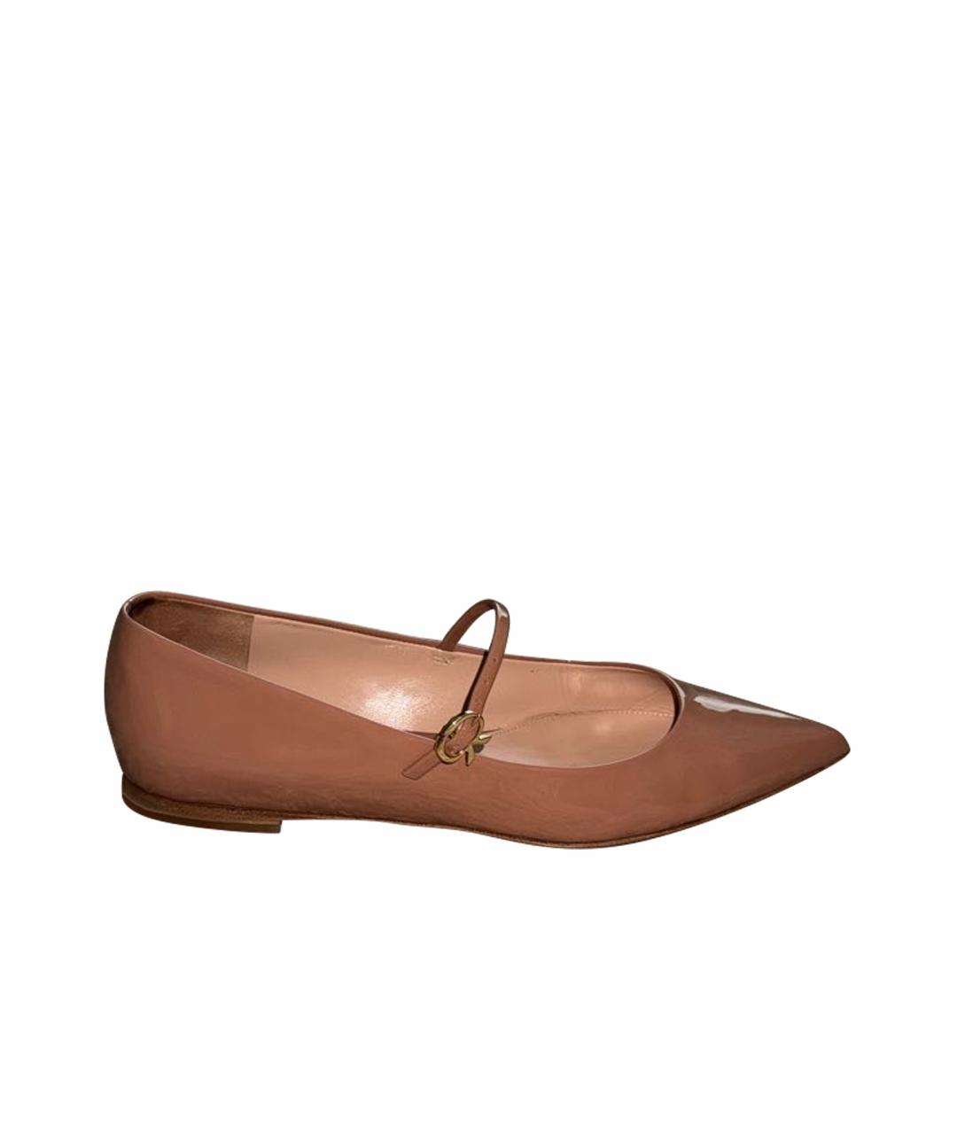 GIANVITO ROSSI Бежевые балетки из лакированной кожи, фото 1