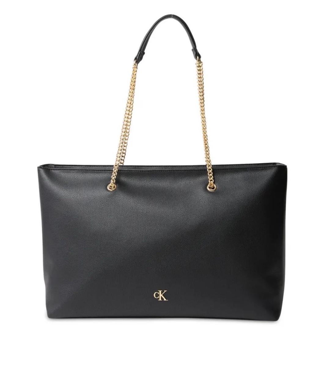CALVIN KLEIN Черная сумка тоут из искусственной кожи, фото 2