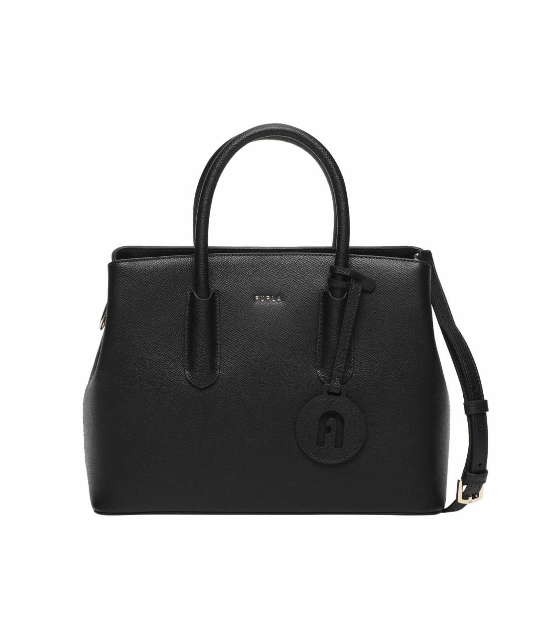 FURLA Черная кожаная сумка тоут, фото 1