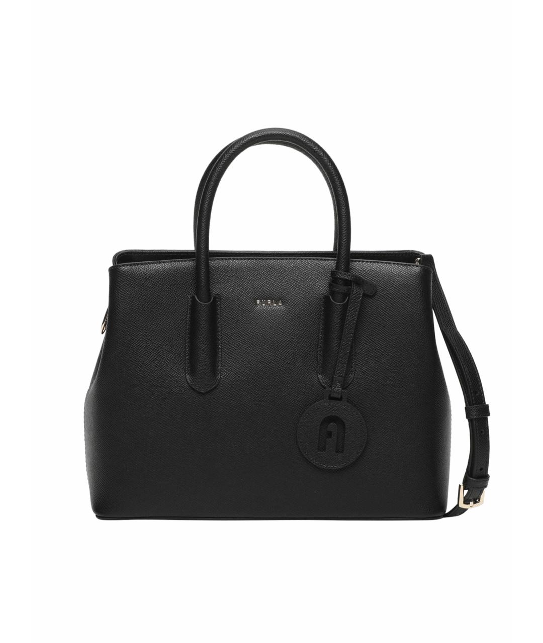 FURLA Черная кожаная сумка тоут, фото 7