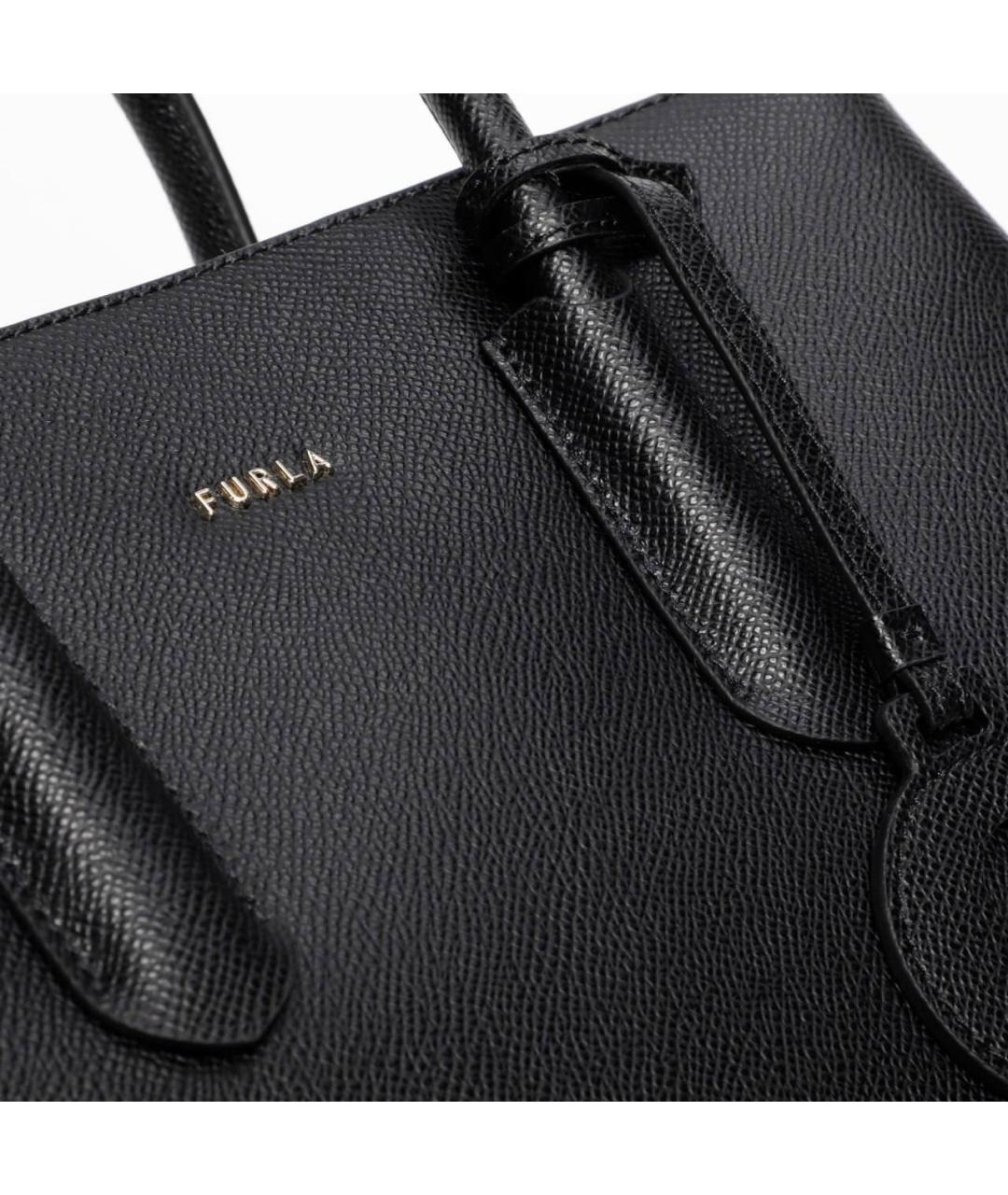 FURLA Черная кожаная сумка тоут, фото 3