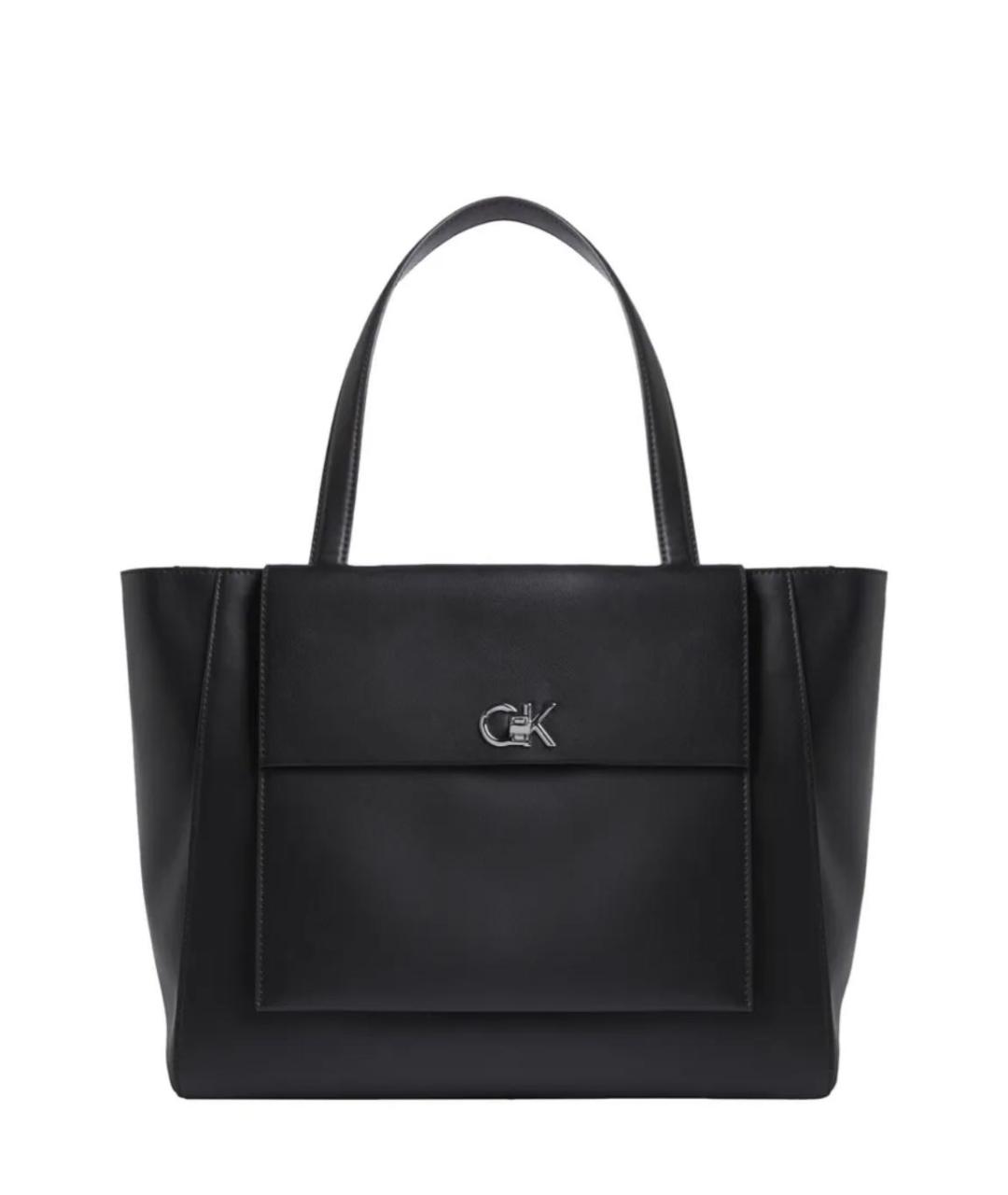 CALVIN KLEIN Черная сумка тоут из искусственной кожи, фото 1
