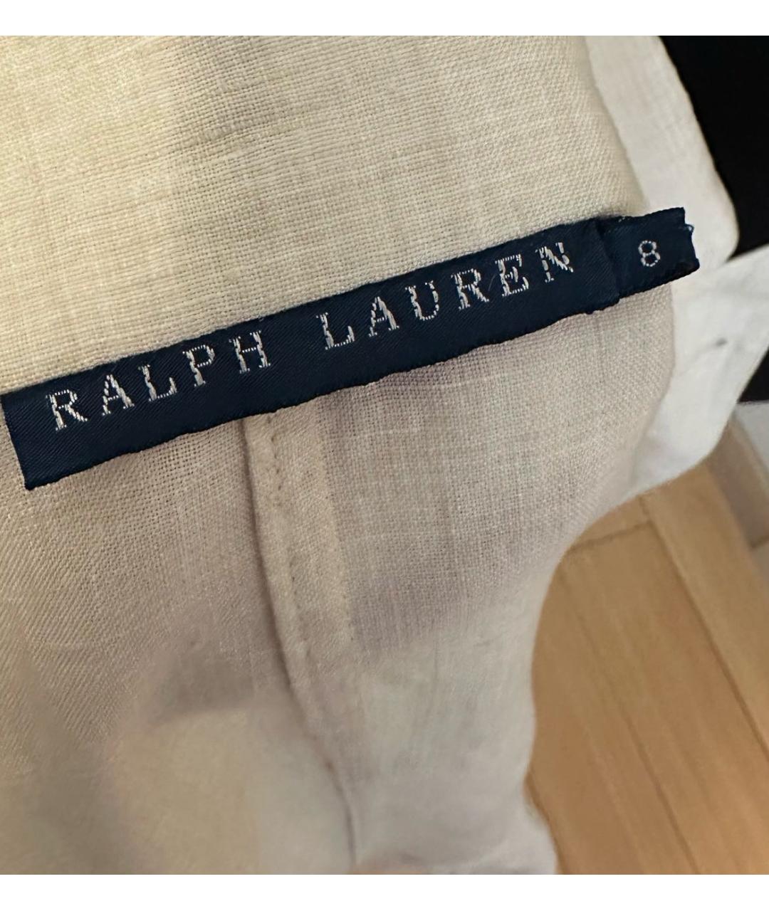 RALPH LAUREN Бежевый льняной жакет/пиджак, фото 3