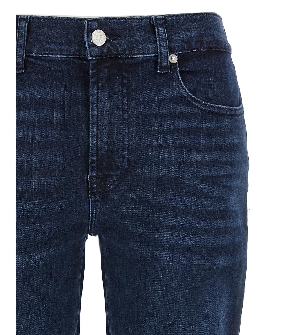 7 FOR ALL MANKIND Синие хлопковые прямые джинсы, фото 3
