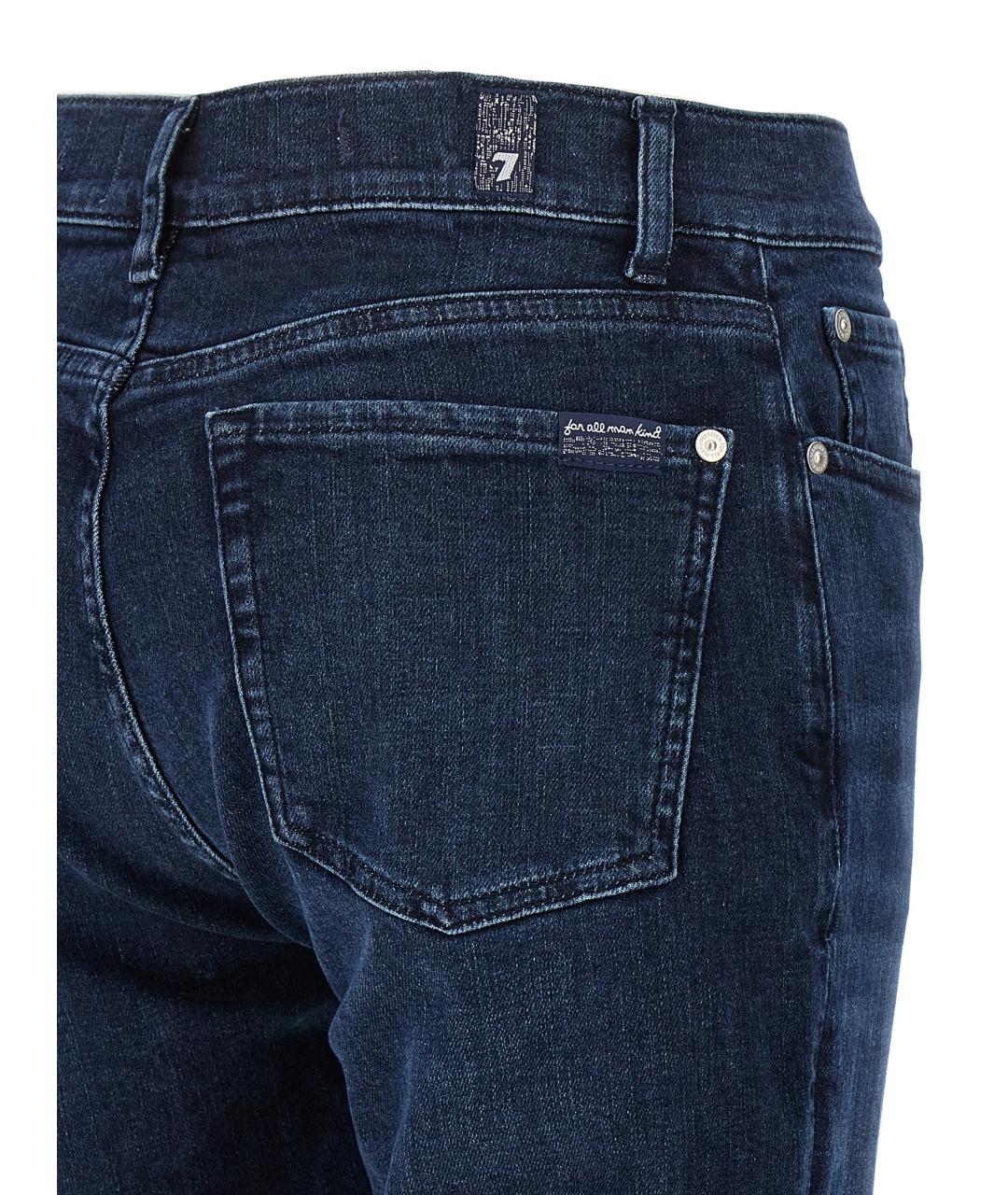 7 FOR ALL MANKIND Синие хлопковые прямые джинсы, фото 4