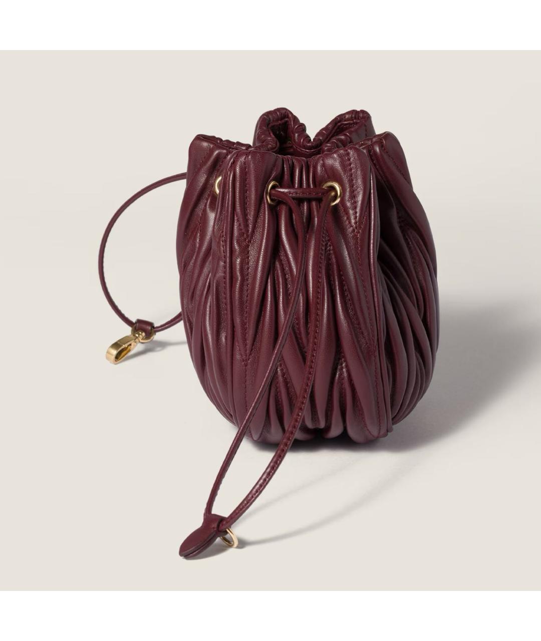 MIU MIU Бордовая кожаная сумка через плечо, фото 2