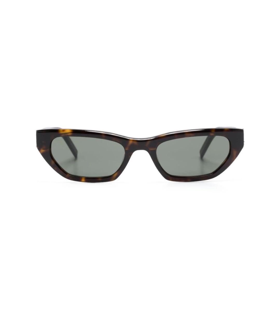 SAINT LAURENT Коричневые пластиковые солнцезащитные очки, фото 2