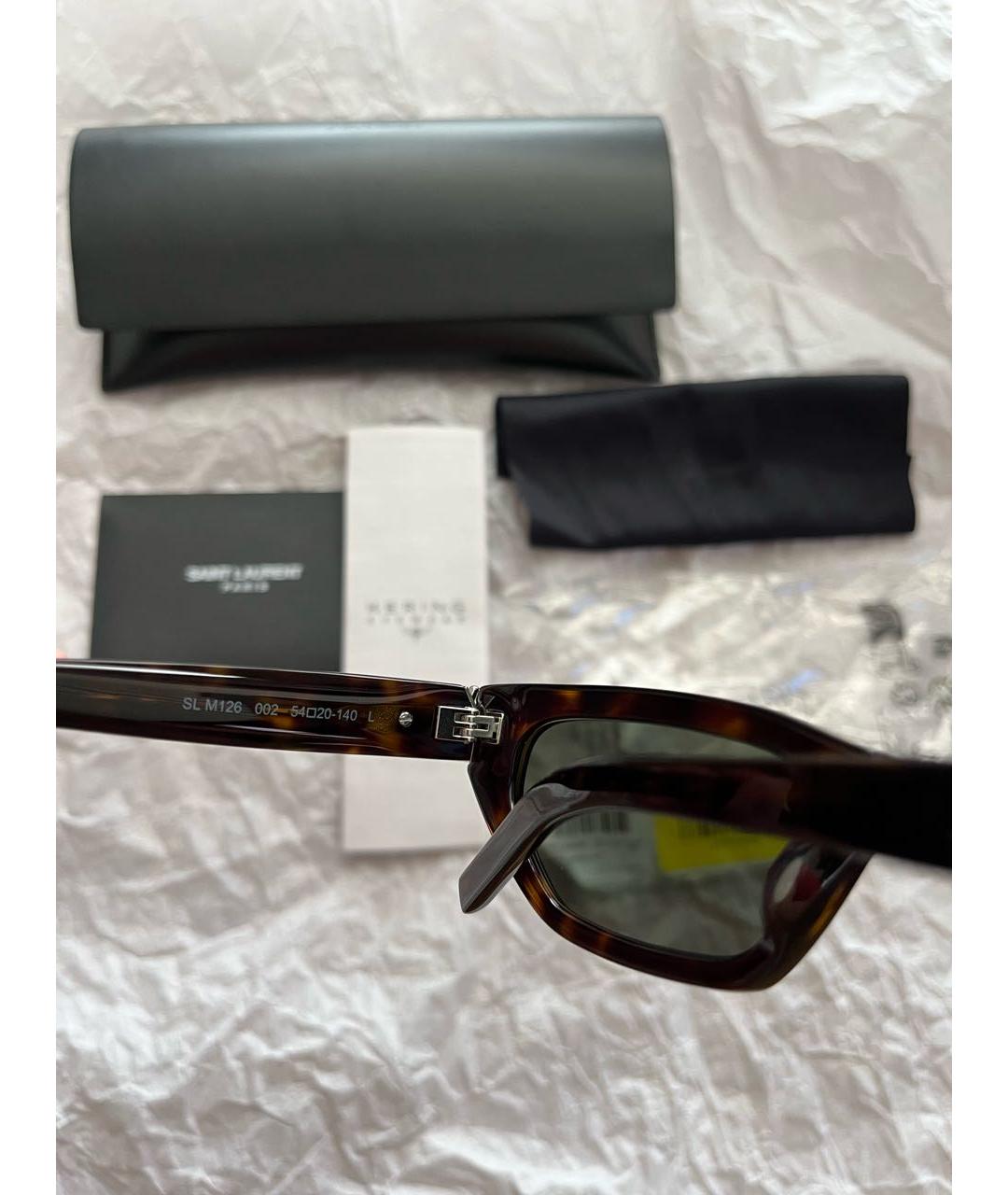 SAINT LAURENT Коричневые пластиковые солнцезащитные очки, фото 6