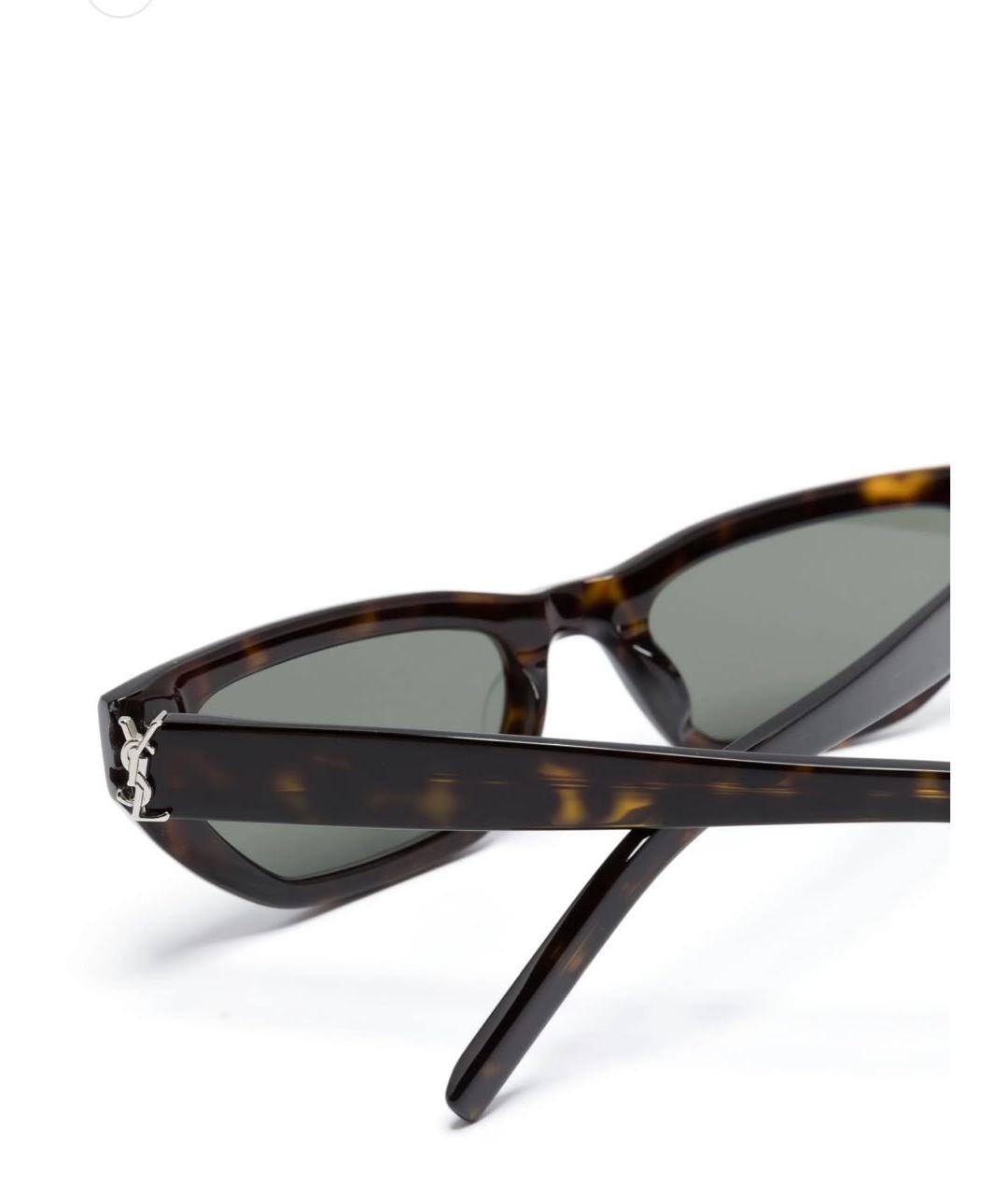 SAINT LAURENT Коричневые пластиковые солнцезащитные очки, фото 3