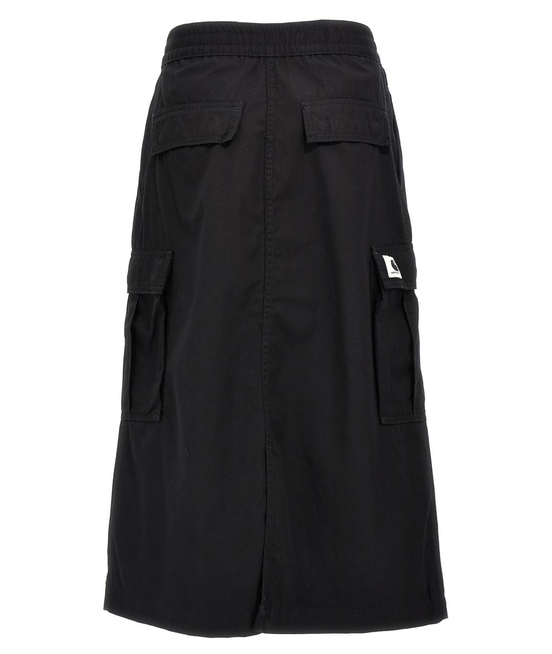 CARHARTT WIP Черная хлопковая юбка миди, фото 2