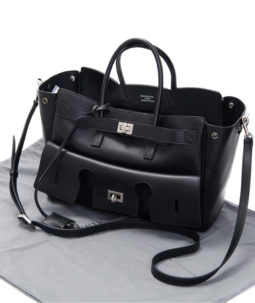 BALENCIAGA Черная кожаная сумка с короткими ручками, фото 6