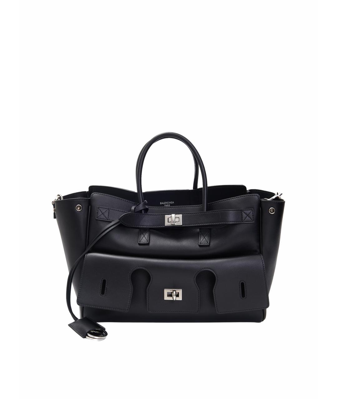 BALENCIAGA Черная кожаная сумка с короткими ручками, фото 1