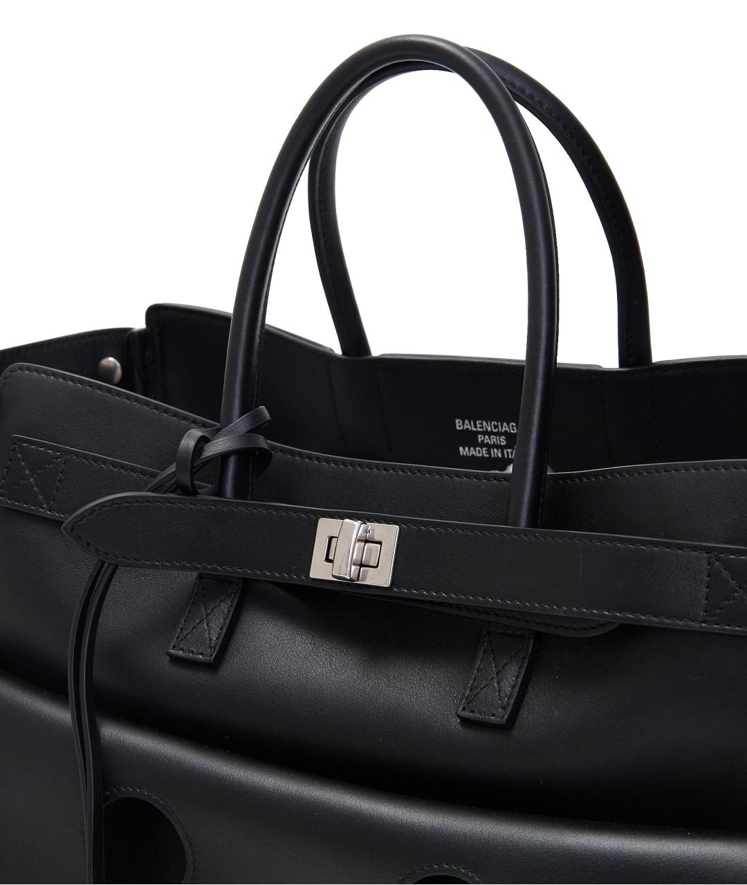 BALENCIAGA Черная кожаная сумка с короткими ручками, фото 4