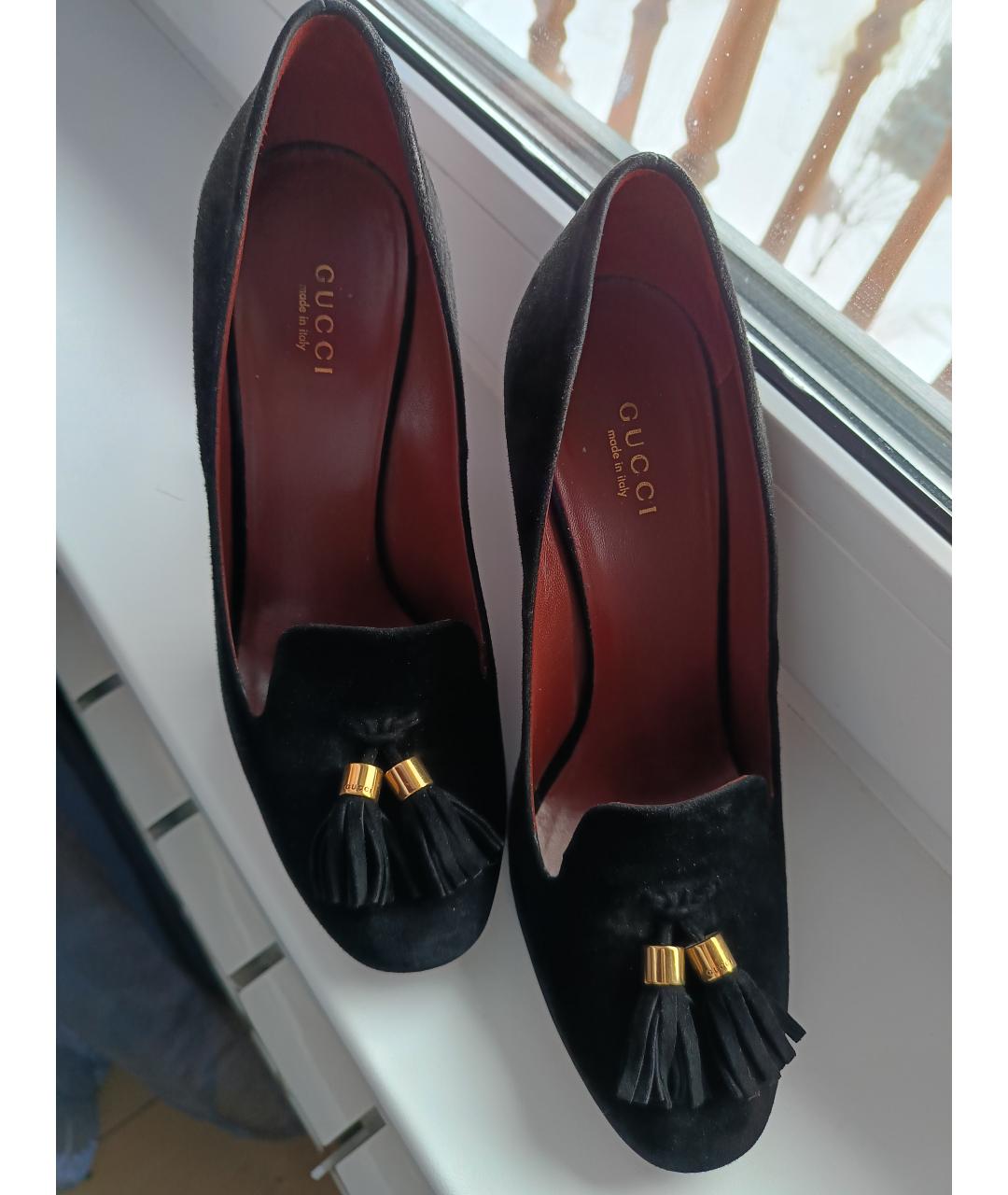 GUCCI Черные замшевые туфли, фото 2
