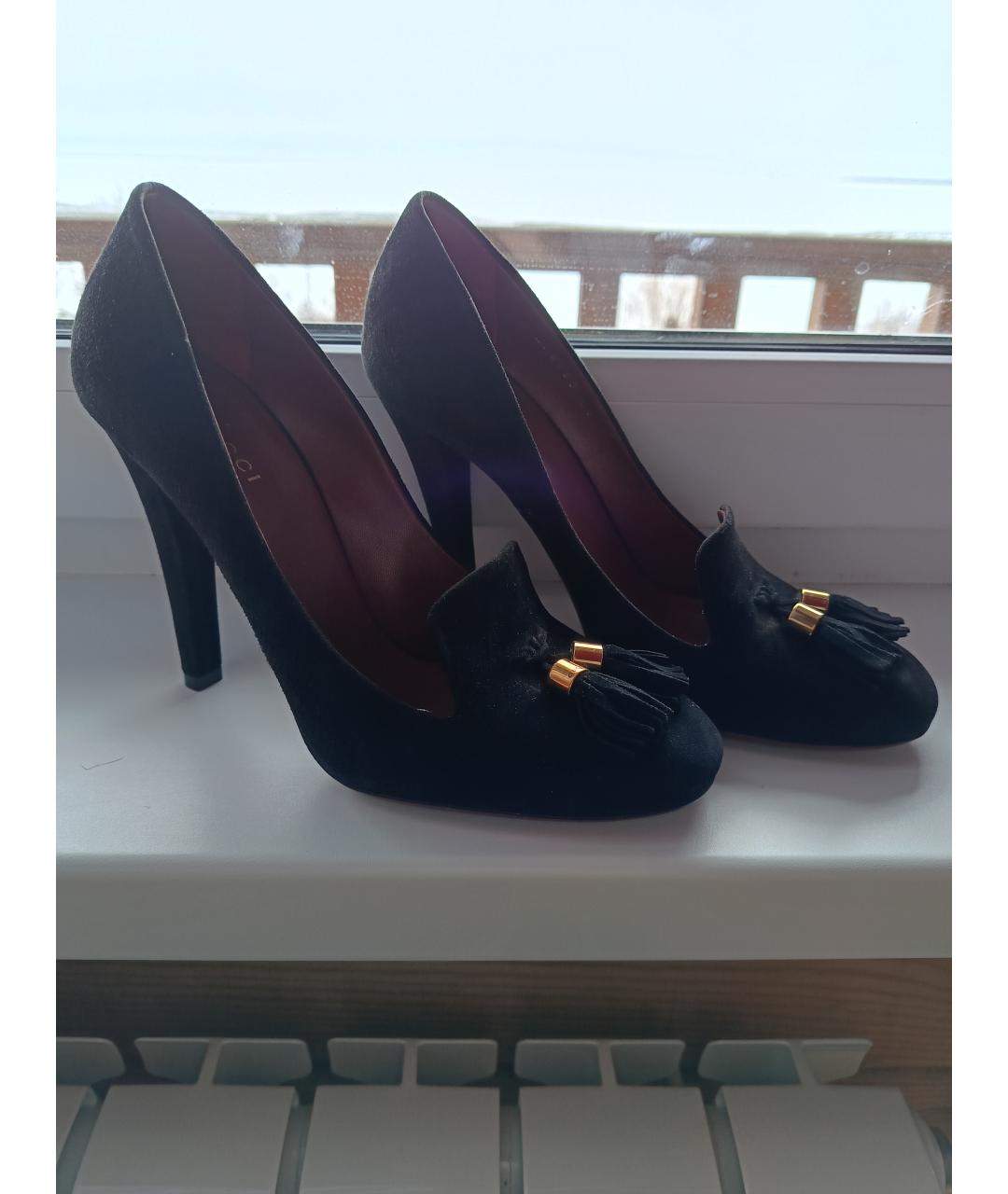 GUCCI Черные замшевые туфли, фото 3
