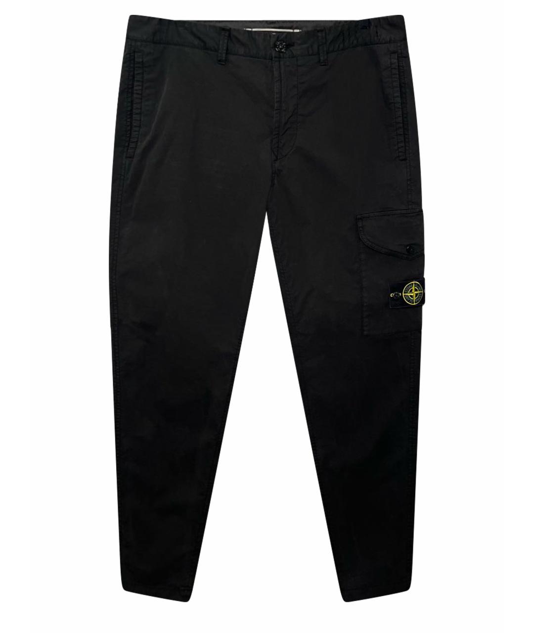 STONE ISLAND Черные хлопковые повседневные брюки, фото 1