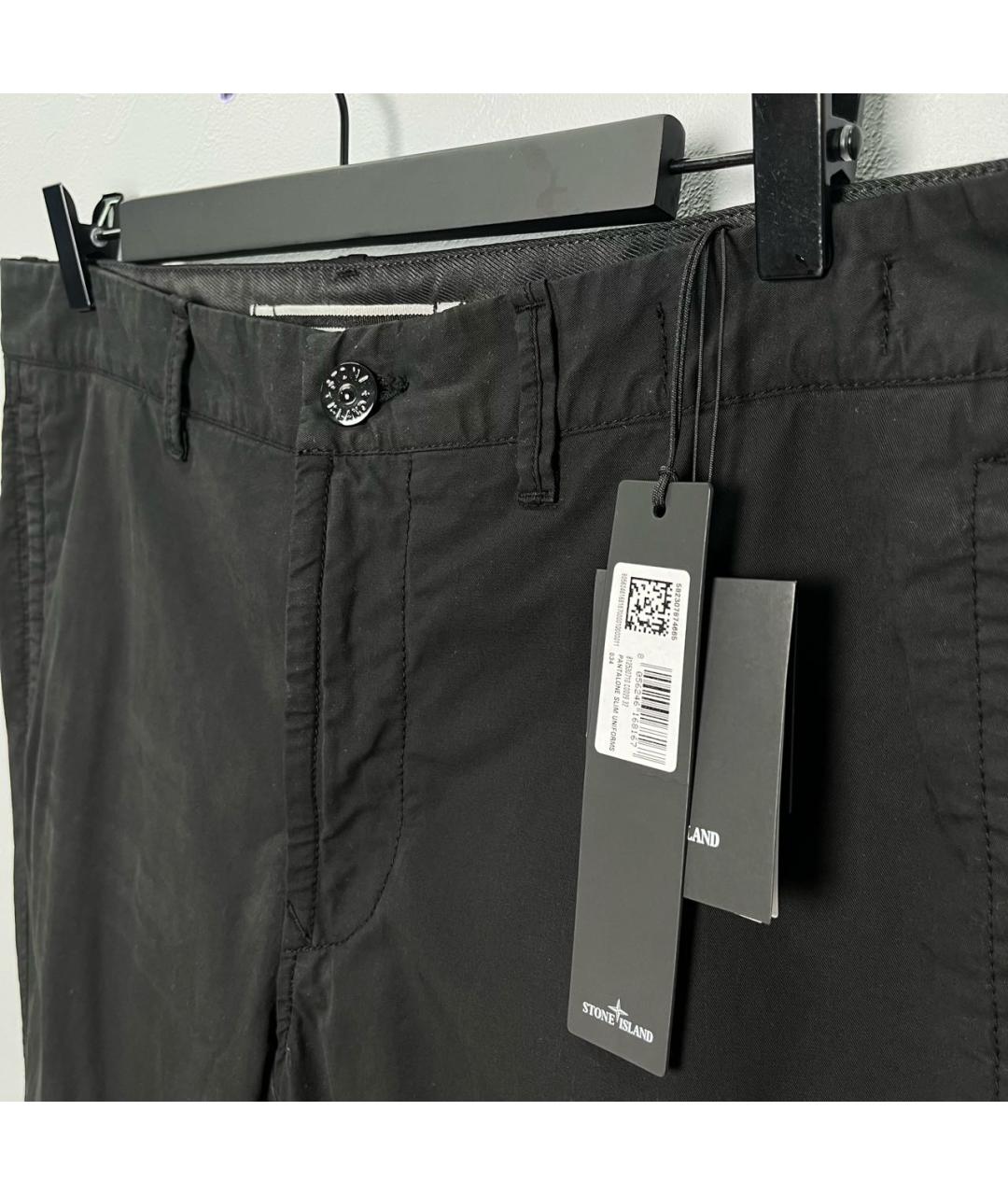 STONE ISLAND Черные хлопковые повседневные брюки, фото 3