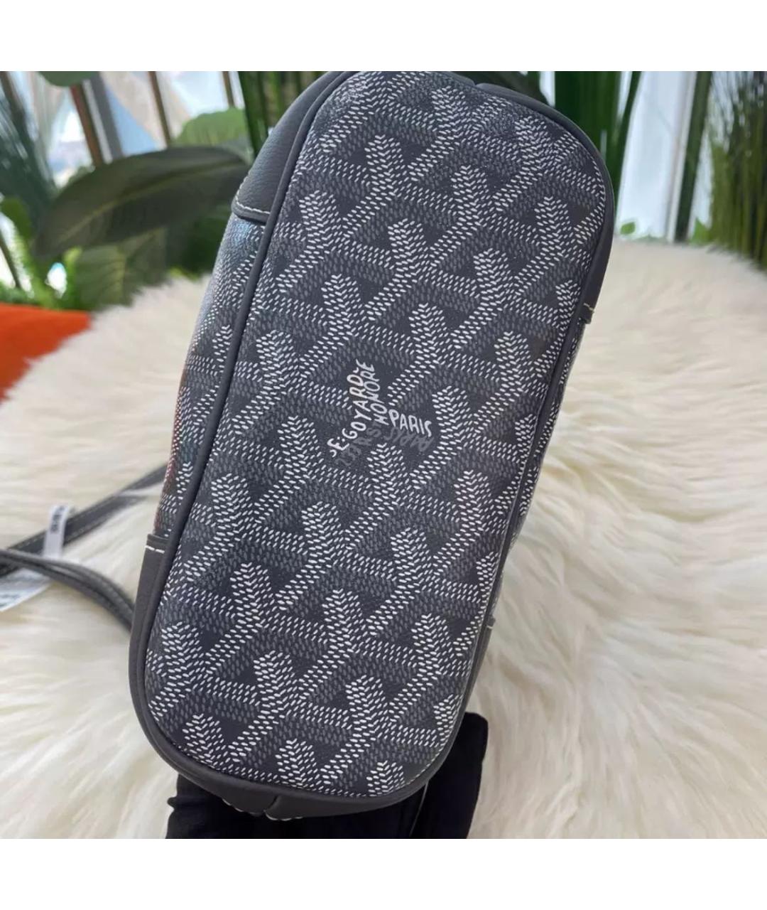 GOYARD Темно-синяя кожаная сумка с короткими ручками, фото 3