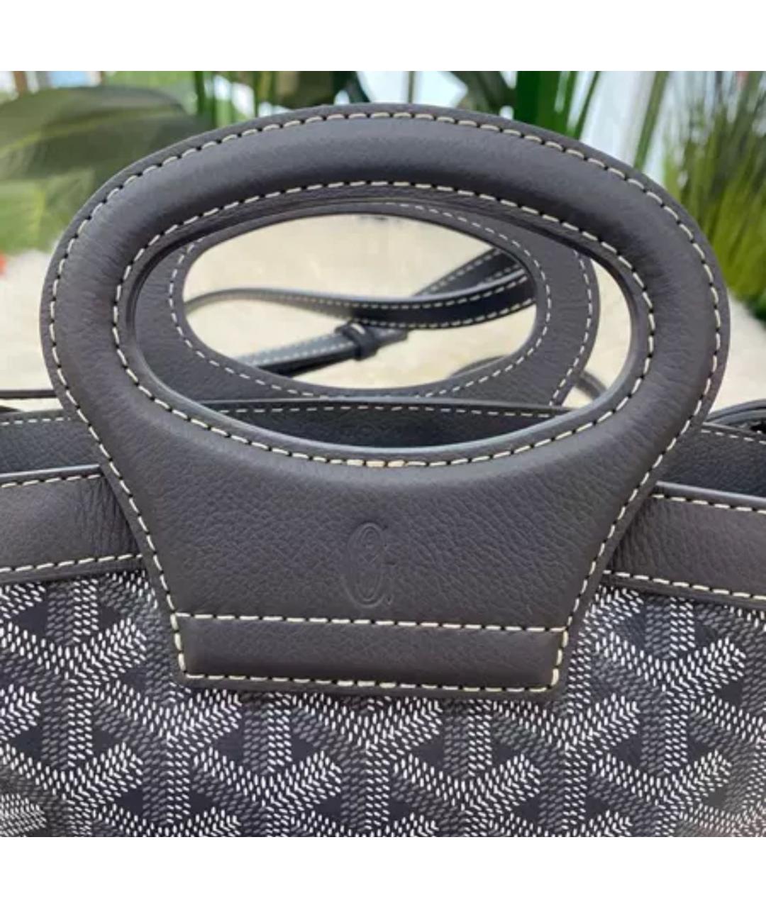 GOYARD Темно-синяя кожаная сумка с короткими ручками, фото 4