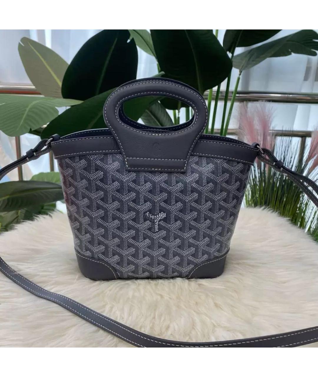 GOYARD Темно-синяя кожаная сумка с короткими ручками, фото 6