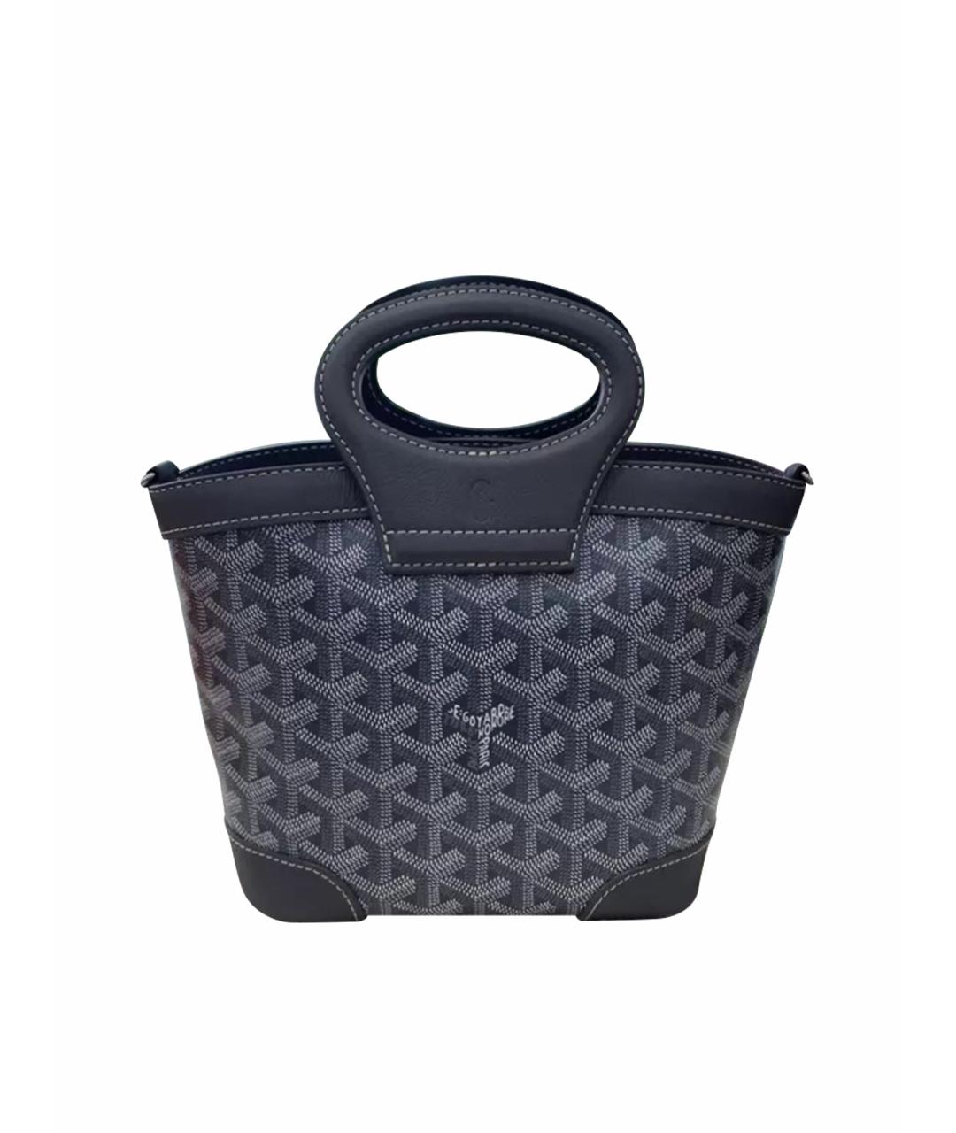 GOYARD Темно-синяя кожаная сумка с короткими ручками, фото 1